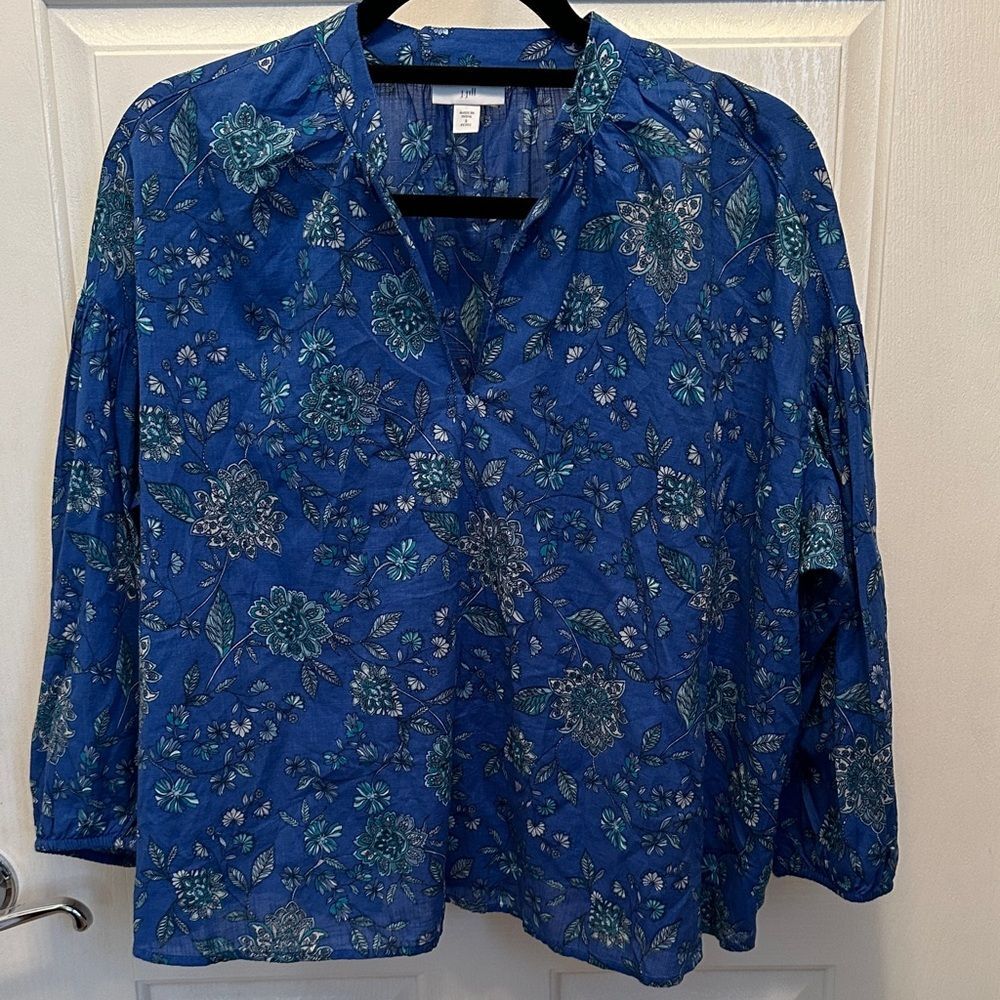 J. Jill Blue Floral Blouse